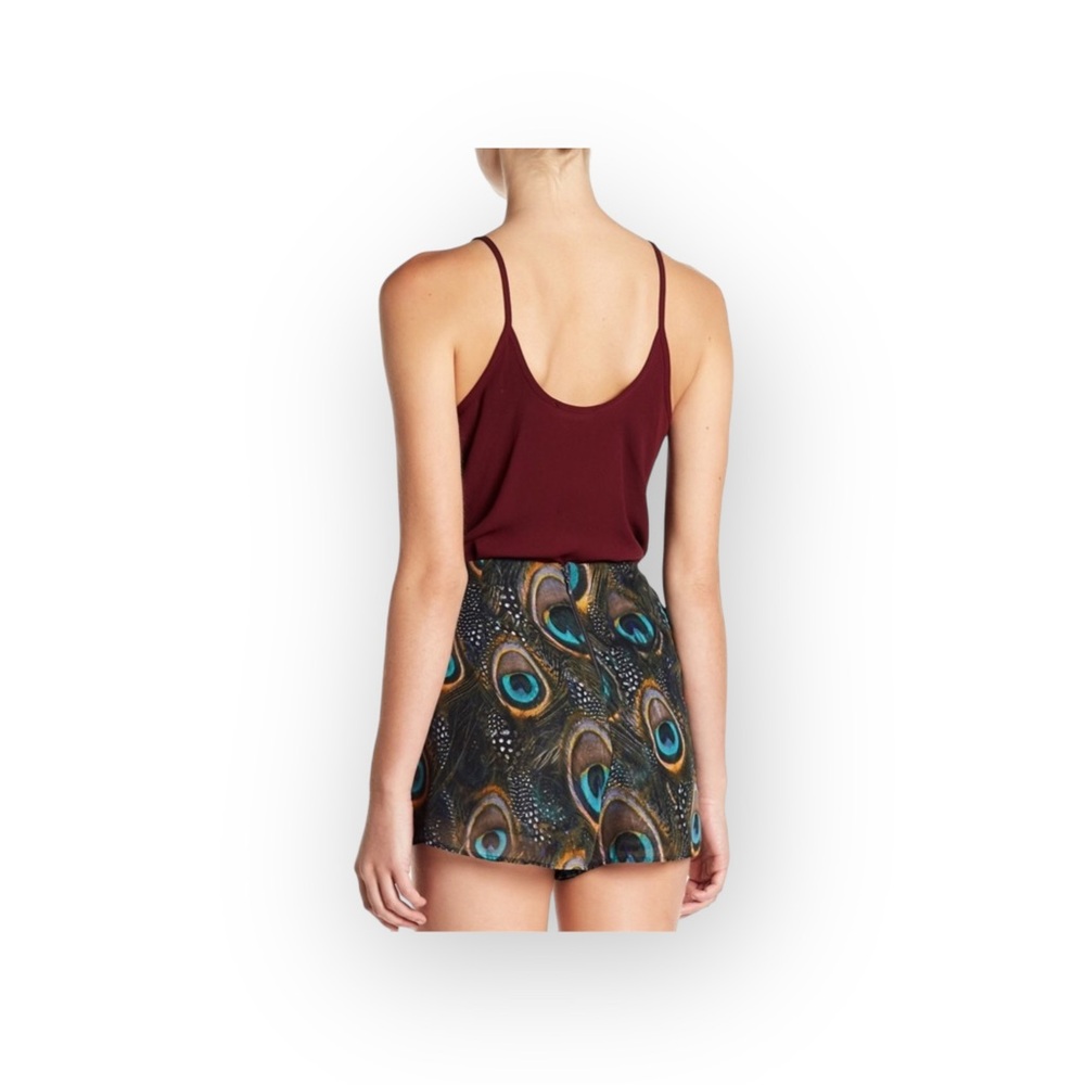 new SMYM Show Me Your Mumu ༅ Peacock Feather Print Chiffon Sawyer Shorts ༅ Med ༅ - Picture 13 of 16